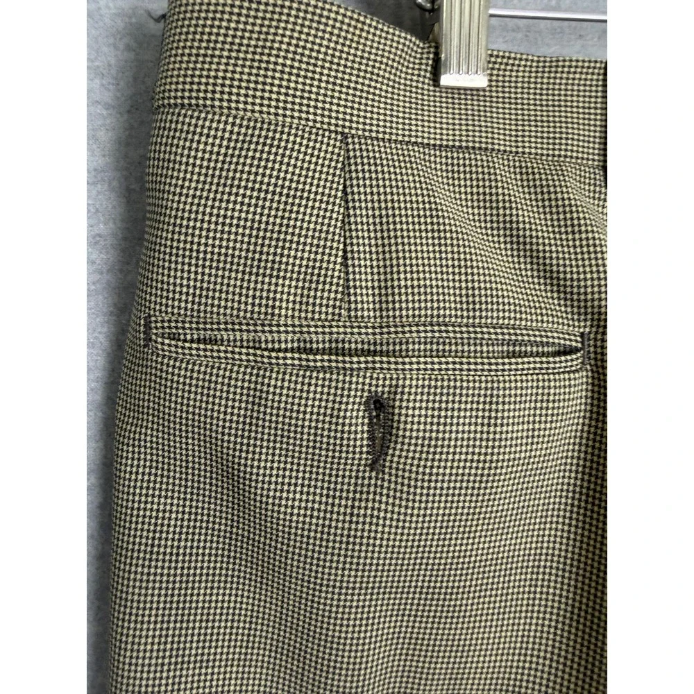Valentino Uomo Mens 2 Piece Suit 42R 36x25.5 Tan‎ Houndstooth Blazer Pleated 80s